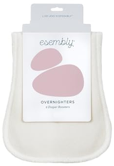 Esembly Overnighters – Organic Cotton Cloth Diaper Booster Inserts with Stay-Dry Fleece – Reusable Nighttime Absorbency Doublers for Heavy Wetters – One Size, Pack of 2
