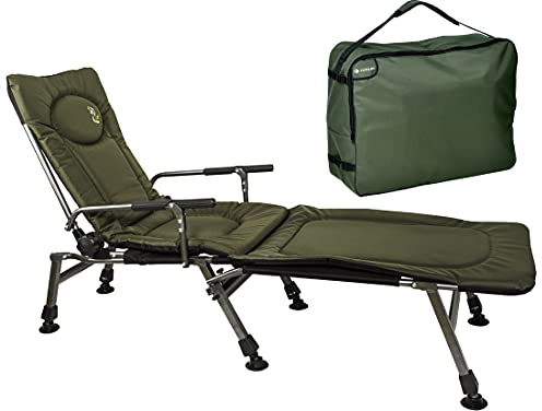 Angelstuhl Campingstuhl Carp F5R+POD+PK2 Stuhl mit Fussbank mit Tasche Abdeckung für Angelstuhl Karpfen Angler mit extra Höhe