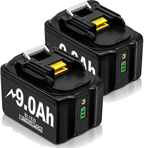 Lot de 2 batteries de rechange 9,0 Ah pour Makita BL1850B BL1830 BL1830B BL1860 BL1840B BL1840 BL1835 BL1845 BL1850 194205-3 LXT-400 avec affichage LED