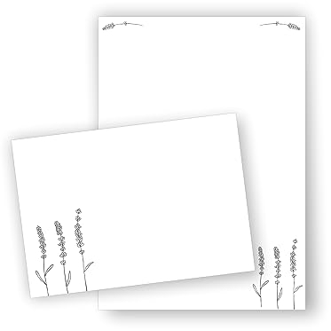 Briefpapier Lavendel I DIN A5 I Set Briefpapier/Umschläge