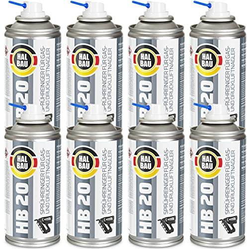 8 Stk. Sprühreiniger für gas- und druckluftnagler, Reiniger 150ml, Reinigungsspray für Tacker, reinigt Zylinder, Kolben, O-Ringe HB20
