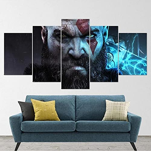 Toaueng Poster & Kunstdrucke 5 Stück Leinwandspiel God Of War 150×80Cm Mit Rahmen 5 Leinwand Kunst Wandkunst Fünf Teile Tafelmalerei Wandbild Hd Poster Modernes Modulares Bild