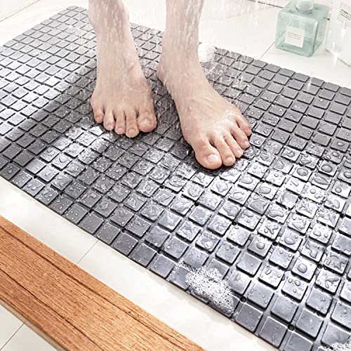 Tappetino Doccia Antiscivolo - KLEHOPE 70 x 40 cm Tappeto Antiscivolo Vasca con Design a Ventosa può Essere Adsorbito su Terreno Liscio, Tappetino Doccia è Adatto per Vasca e Bagno (Grigio)