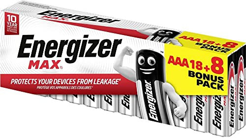 Energizer Max 18+8 gratis micro (AAA) batteria alcalina manganese 1,5 V 26 pz.