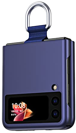 SEAHAI Coque pour Samsung Galaxy Z Flip 3 5G (Z Flip3 5G), Finition Matte Très Mince Antichoc Résistant Aux Rayures Case, Toucher Soyeux TPU/PC Mode Housse Étui avec Ruban et 360 Degrés Bague - Bleu
