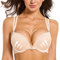 Upushall Women's Push Up Front Closure Bra Thick Padded Seamless Criss-Cross Back Underwire Bra Add Two Cup, Beige, 36C
