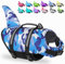 Fragralley Hundeschwimmweste, Hai, Camouflage, reflektierend, leicht, Sicherheitsweste für Hunde, mit überlegenem Auftrieb & Rettungsgriff für kleine, mittelgroße und große Hunde, Strand, Bootfahren