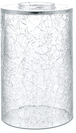 Skelang Crackle Lip-Less Glass Lamp Shade, Cylindrical Light Cover with Fitter Opening, Replacement for Chandelier, Pendant, Bathroom Vanity Light