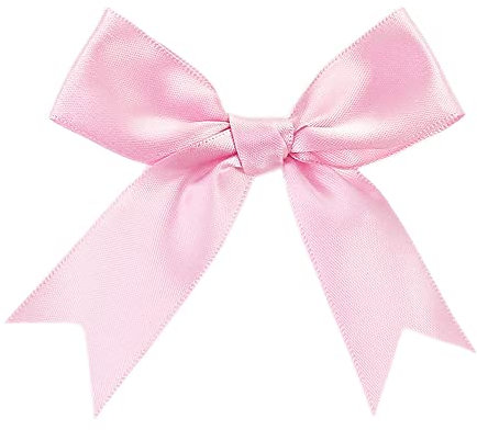 Duories 50 STK 8.5x8.5cm Satinband Schleifen,Satin Band Deko Schleifen Fertigschleife Geschenkschleifen für DIY Handwerk Hochzeit Weihnachten Valentinstag Deko Karte Herstellung von Verzierungen,Rosa