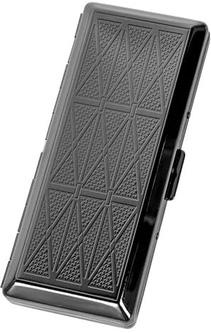 Bellissimo Elegante e Semplice Astuccio per Sigarette in Metallo da Donna e da Uomo Contiene 10 Sigarette da 100 mm (10pcs 100mm, Gun Black)