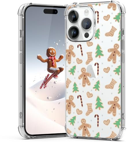 CAROKI Christmas Phone Case for iPhone 14 Pro Max, with Gingerbread Man Pattern Bumper Protective Shockproof Soft Cover Case 6.7