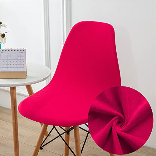 Chickwin Lot de 6 4 2 Housse de Chaise Scandinaves, épaissir Velours Couleur Unie Couverture de Chaise, Extensible Housse de Chaise pour Mariage, Noel, Restaurant, Jardin (Rose Rouge,4 pièces)
