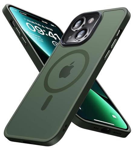 STBYSP Magnetic Phone Case for iPhone 13 for iPhone 14, [Compatible with MagSafe] Soft Silicone Shockproof Protective Slim Translucent Matte Phone Cover for iPhone 13/14 6.1, Midnight Green