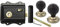AB Hardware Old English Victorian Style Latch Lock Snib + Ebonised Beehive Rim Door Knob Set (Antique Brass)