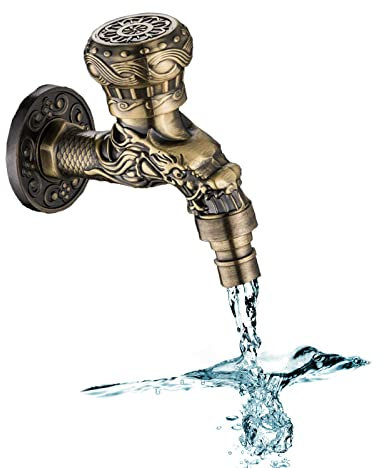 Robinet Sculpté par Dragon, Exterieur Jardin Mural RéTro en Laiton Antique, Vintage pour la Maison, Salle de Bain, Cuisine