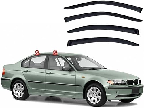 ADAPEY 4 Stück Auto Windabweiser Regenabweiser Für BMW 3 Series i E46 1997-2004,Vorne Hinten Regenschutz Seitenfenster Sonnenschutz Deflektor Zubehör
