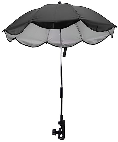 14in Baby Kinderwagen Sonnenschirm, Universal-Baby-Kinderwagenschirm mit Klemme -Schutz Einstellbar Kinderwagen Sonnenschirm Sonnenschirm für Kinderwagen, Stubenwagen, Rollstuhl (Schwarz