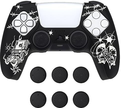 PlayVital Pure Series Acoplable Funda de Silicona para ps5 Mando Compatible con Carga Estación Protectora Antideslizante Funda Goma Grip Cover con 6 Tapas para Pulgar para ps5(Pecado Fuente)