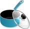 KICHLY 18 cm, 2Ltr Nonstick Saucepan with Glass Lid, Multipurpose Induction Pot for Home Kitchen or Restaurant, Milk Pan, (18cm, 2L, Indctn, Turquoise, Pack of 1)
