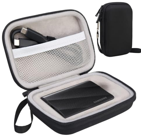 Lacdo Externe Festplattentasche Schutzhülle für Samsung T9 Portable Solid State Drives 1TB 2TB 4TB USB 3.2 Hart Eva Wasserdicht Stoßfest Reisetasche Tragetasche Case, Schwarz+Grau