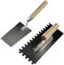 Ruimi Truelle de lissage en acier inoxydable 280 x 110 mm avec denture 10 x 10 mm Truelle dentée en acier au manganèse avec manche en bois