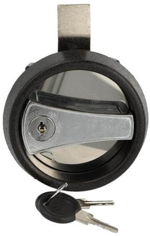 Gedotec Wohnwagen Schloss | 1 Set Drehriegel Schloss Silber inkl. 2 Schlüssel Falle und Winkel | Sicherheitstürschloss mit Schlüsseln für Caravan | absperrbares Schaltschrank Schloss Schrank Schloss