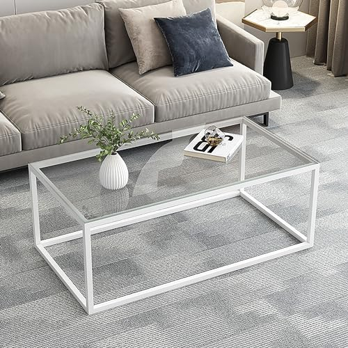 Mesa centro cristal salon, mesa auxiliar salon, Estilo Industrial Minimalista, mesa pequeña salon, Rectangular Mesa de centro, 100x50x45 cm (largo x ancho x alto) ( Color : C , Size : 31.5x17.7x19.6in
