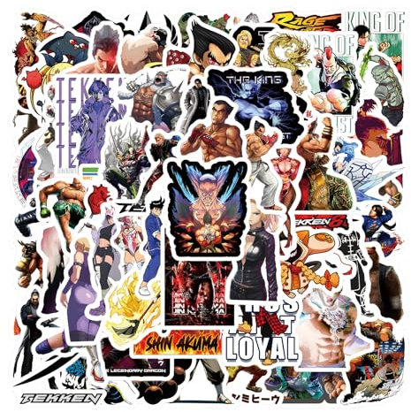 Tekken Aufkleber, Cartoon-Anime-Aufkleber, Vinyl, wasserdichte Aufkleber, verwendet für Wasserflaschen, Skateboards, Laptops, Tagebücher, Handys, Sammelalben, Kinder, Jugendliche, Erwachsene,