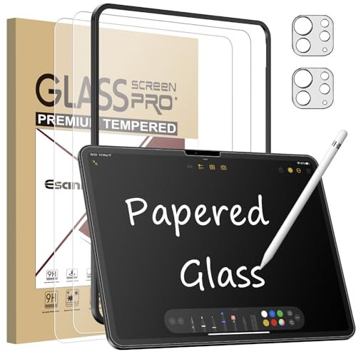 Esanik Feel like Paper für iPad Pro 13 Zoll M4 2024 für Panzerglas, 9H Matt Schutzfolie für iPad Pro 13 Displayschutz folie mit Kameraschutz (2+2 Stück)
