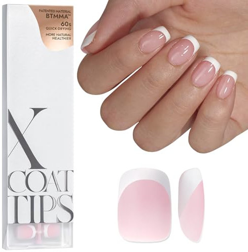 BTArtbox Extra Short Press on Nails- 150PCS XCOATTIPS French Tip False Nails, Soak Off Square Nail Tips, Pink Soft Gel Nail Tips for Gel Extensions in 15 Sizes