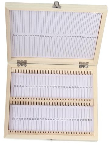 100 Stück Hölzerne Aufbewahrungsbox für Objektträger, Handgefertigt aus Reinem, Natürlichem Massivholz, Metallschnalle, Großes Fassungsvermögen für die Scheibensammlung, mit