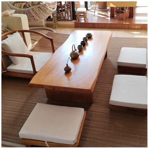ASKLFNEI Vintage-Tatami-Tisch aus Massivholz – japanischer Bodentisch, niedriger rechteckiger Teetisch als Sitzgelegenheit auf dem Boden, Akzentmöbel für das Wohnzimmer(160x60x35cm)