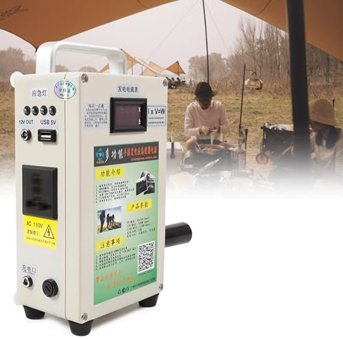 richigblosmum Generatore Manuale 150W, Generatore Manuale a Manovella per Esterni, Potente Alimentazione di Emergenza, Stazione di Alimentazione Portatile con Maniglia Pieghevole