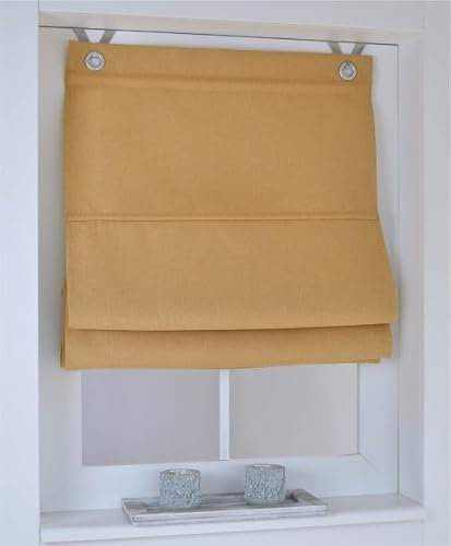 Raffrollo Thermo Ösenrollo Dimout Curry Blickdicht Verdunkelung Breite ca. 120 cm x Höhe ca. 130 cm