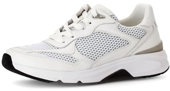 Gabor Damen Low-Top Sneaker, Frauen Halbschuhe,schnürschuhe,schnürer,straßenschuhe,Strassenschuhe,Sportschuhe,Weiss/Silber,42.5 EU / 8.5 UK