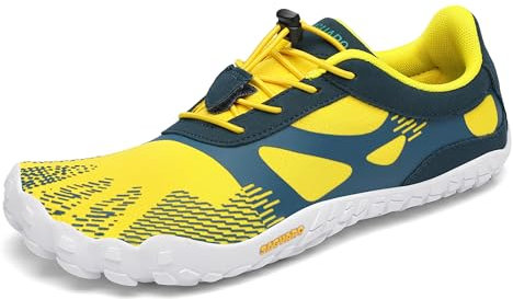 SAGUARO Barfußschuhe Herren Damen Barfuss Schuhe Outdoor Barfussschuhe Leichte rutschfeste Zehenschuhe Barfuß Fitnessschuhe Traillaufschuhe Knallgelb,Gr.39