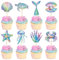 Blumomon 24 Stück Mermaid Cake Toppers Meerjungfrau Tortendeko Ozean Cupcake Toppers Kinder Frauen Geburtstag Deko Meerjungfrau Thema Party Dekoration