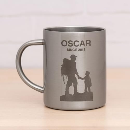 Wanapix | Tasse en Acier Gravée de 20 cl de Capacité | Personnalisée par Gravure Laser | Petite Tasse pour le Camping et la Montagne | Gravez n'importe quel Texte ou Image