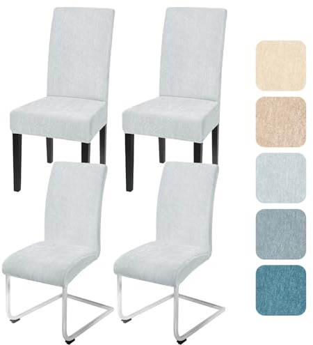Alishomtll Stretch Stuhlhussen 4er Set Chenille Stuhlbezug für Schwingstühle Universal Esszimmerstühle Bezug Waschbar Abnehmbar Stühle Schutz für Küche Bankett Hochzeit Restaurant (Hellgrau, 4pcs)