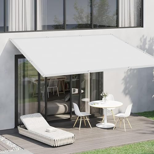 Tenda da Sole Rettangolare 250 x 400 cm Impermeabile Anti UV Corde di Supporto Vela Parasole Ombreggiante con Occhielli Tenda a Vela per Serra Giardino e Balcone, Bianco