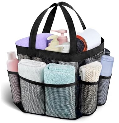 YEAMLTE Sac de Plage en Maille, Sac de Douche Femme, Sacs Douche Portable en Maille, Sacs de Douche Pliable Portable Avec Poignée pour Camping, Douche, Natation, Fitness, Grande Capacité (C)