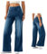 Jean Femme Taille Haute Taille Elastique Coupe Droite Large Baggy Jeans Wide Leg à Jambe Large Pantalon Denim Pants