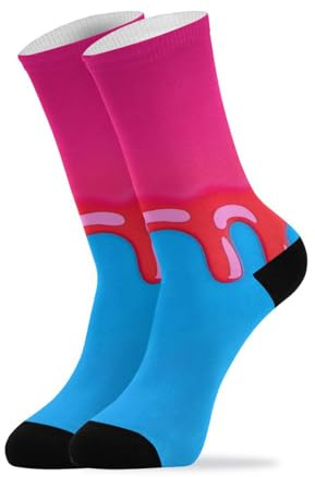WDdZzyy Mode Street Graffiti Peinture Rose Bleu Femme Chaussettes Équipage Course Athlétique Enroulement Hommes Noir Chaussettes 2 Paires