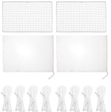 Buerfu 12-TLG Skimmerkorb Schutzset Mit Abdecknetz - Rostfreies Poolskimmergitter Gegen Laub & Schmutz Für Betonbecken, Folienbecken Und Edelstahlpools