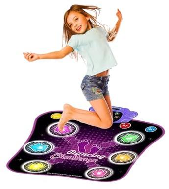 Light Up Dance Mat for Girls, Wireless Electronic Music Dance Pad with 6 Arrows, Music Dance Play Mat with 6 Game Modes & Wireless Bluetooth, Mat Dance Toys for 4 5 6 7 8 9 10 Year Old Girl Gifts