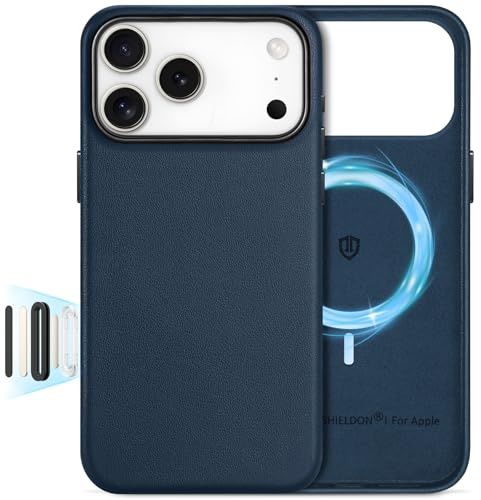 SHIELDON Lederhülle für iPhone 17 Pro Max 6,9 5G 2025, Marineblau