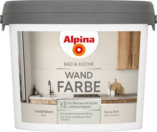 Alpina Bad & Küche Wandfarbe Kreidefelsen matt – für Feuchträume – 2,5 L