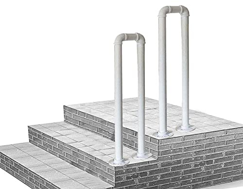 Weißes Metall für 1 Stufe, Komplett-Set für Gartentreppen Innen/Außen RaHandlauf Veranda Terrassendielen - 45cm (1.5ft) Treppe Handlaufsystem