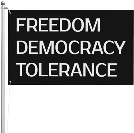 Garten Fahnen 90X150cm, Freiheit Demokratie Toleranz Personalisierte Flagge Wetterfeste Garten Banner für Außenbereich Paraden Draußen