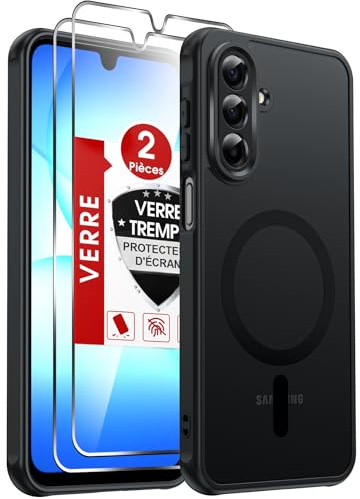 LeYi für Samsung Galaxy A18 / A17 5G / 4G Hülle für Magsafe mit Panzerglas | Handyhülle Ultra Dünn Magnetisch Schutzhülle Schutzglas Matt Transluzent Stoßfest Handy Phone Case Cover A 18 17 Schwarz